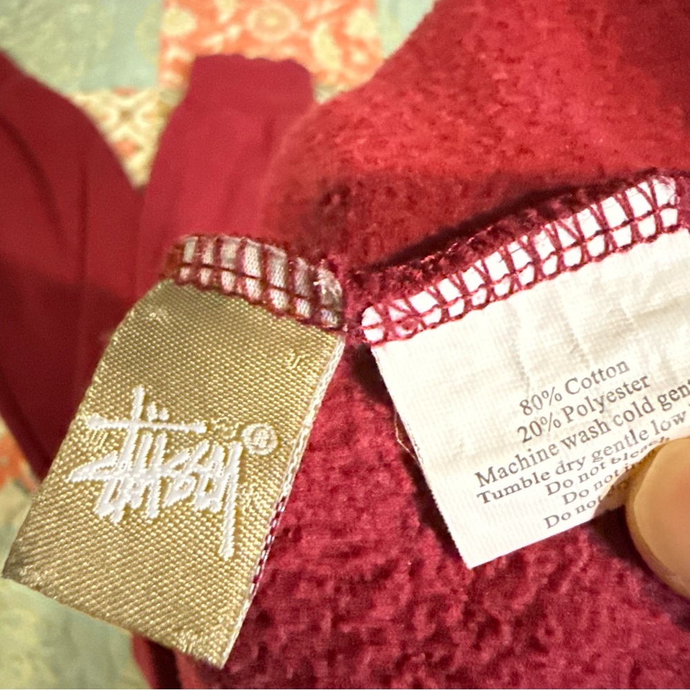 Stussy Men's Burgundy-Red World Tour Joggers Cotton - Picture 8 of 11